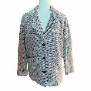 Marine Layer Birdseye Black White Knit Blazer Button Sweater Cardigan Women's S